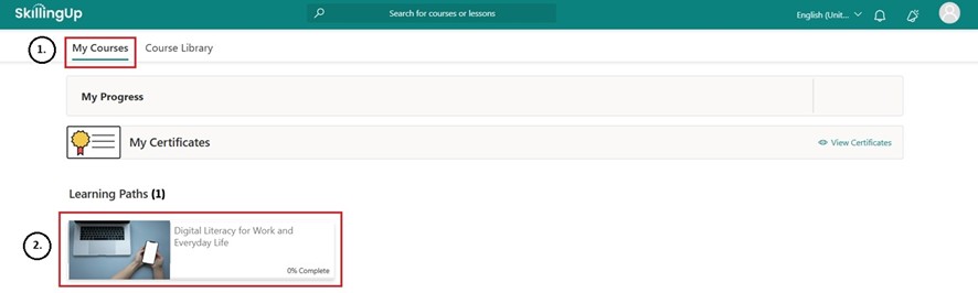 Click on the Learning Path icon you want to access.