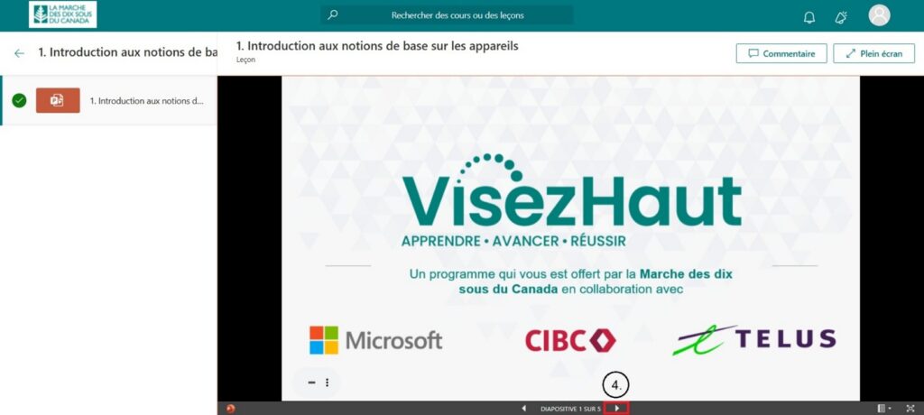 Utilisez les flèches au bas de la page pour naviguer dans les diapositives.